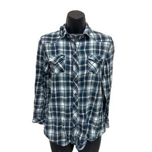 Angie Flannel Shirt - Women's Size Large - Blue Plaid